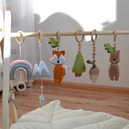 Woodland baby play gym toys - Baby gym hanging toys , Forest animals activity gym toy , baby shower gift