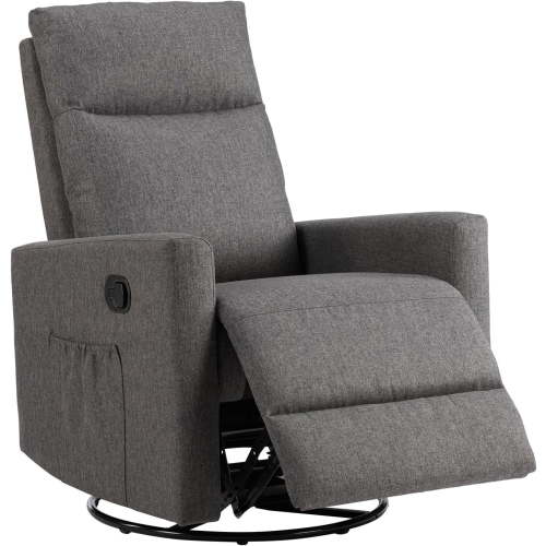 Simenmax Swivel Recliner Chair, Single Sofa with Extra Large Footrest High Back, Upholstered Armchair for Living Room, Bedroom, Grey