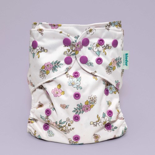 Floral: Essentials Pocket Cloth Diaper with Athletic Wicking Jersey, Grows with your Baby