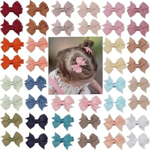 CLLOT Hair Bows, 42PCS 2" Fully Lined Bows Clips for Girls, Alligator Hair Clips for Girls Toddlers Baby Kids