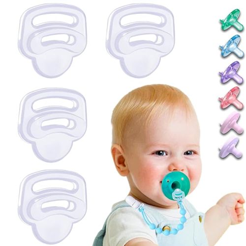 Silicone Pacifier Clip Adapter Ring for Philips Avent Soothies, 4 Pack 100% Food-Grade Silicone Binky Clips Holder Adapter Ring Competible with Soothie, BPA-Free Soft Flexible Safe Durable,Transparent