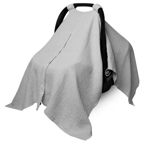 Muslin Car Seat Cover for Babies, Baby Carseat Cover for Boys Girls, Breathable Infant Car Seat Canopy, Multiuse Baby Carrier Cover & Nursing Breastfeeding Cover(Light Gray)