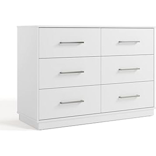 Graco Essentials 6 Drawer Bedroom Dresser (White) – GREENGUARD Gold Certified Dresser for Kids Bedroom, Kids Dresser with Interlocking Drawer System, 6 Drawer Nursery Dresser