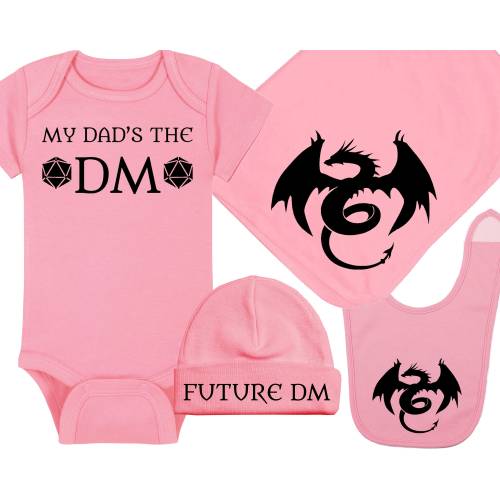 Gaming Baby Onesie® / Hat / Blanket / Bib Package Combinations - My Dad's The DM (Dungeon Master) / Future DM / Dragon