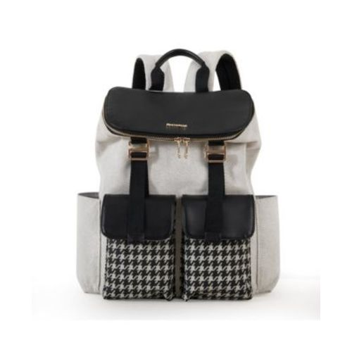 White and Black Houndstooth Diaper Backpack