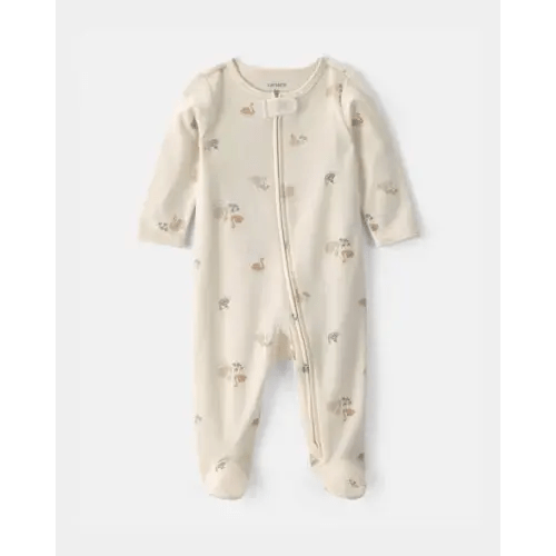 Baby Girl Swan 100% Cotton 2-Way Zip Sleep & Play Pajamas - Ivory | Carter's