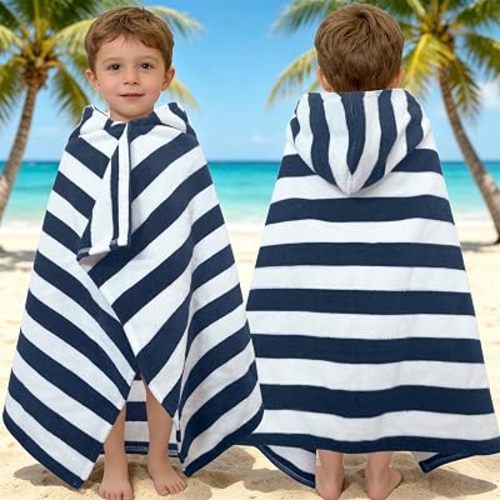 Navy Stripe Baby Hooded Towels Age 0-3,100% Cotton,Absorbent