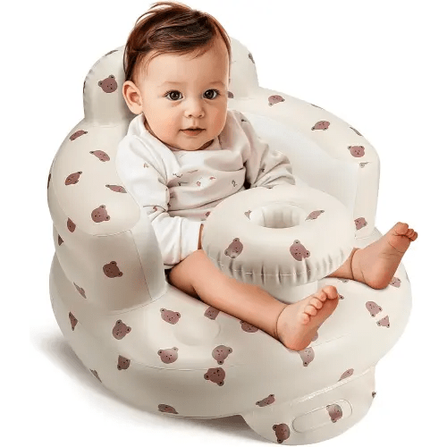Inflatable Baby Seat for 3-36 Months, Back Support, Built-in Air Pump, Learning to Sit, Blow Up Floor Seat with Tray