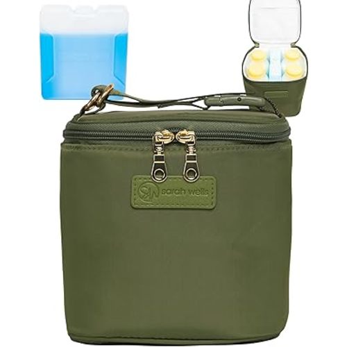 Cold Gold Breastmilk Cooler Bag with Safety Tested Ice Pack – Insulated Milk Storage for Work, Travel & Daycare – Fits Bottles & Pump Parts – Durable, Washable, Safety-Tested Cooler for Moms (Olive)