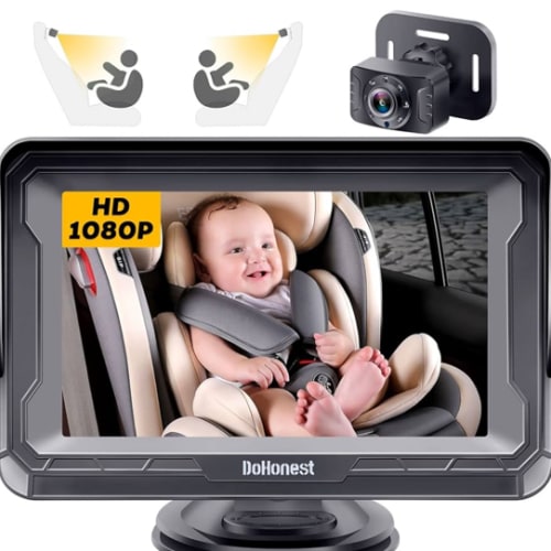 DoHonest Baby Car Camera HD 1080P - Rear-Facing Car Baby Monitor with Night Vision, Adjustable View Angle, Easy Setup, Anti-Glare Display, Safety for Kids & Infants