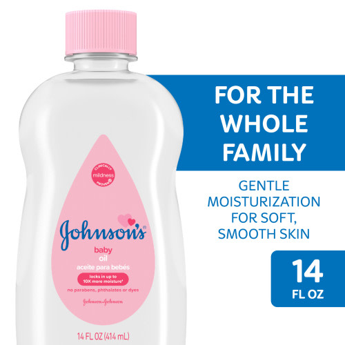 Johnson's Baby Body Moisturizing Oil, Liquid Mineral Oil for Baby Massage, Original, 14 fl oz