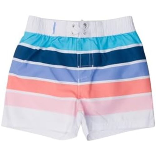 RUGGEDBUTTS Boys UPF50+ Sun Protection Striped Color Block Swim Trunks