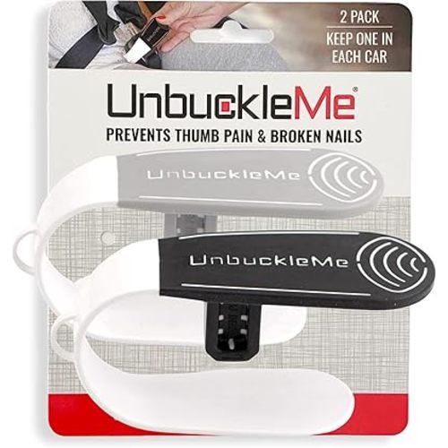 UnbuckleMe Car Seat Buckle Release Tool (As Seen on Shark Tank) - Easy Opener Aid for Arthritis, Long Nails, Older Kids - Button Pusher for Infant, Toddler Car Seats (2 Pack, Black & Gray)