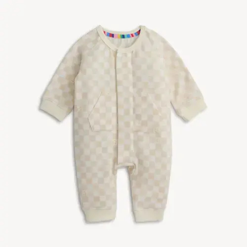 Magnetic Chamois Checkerboard Romper | 0-3 M