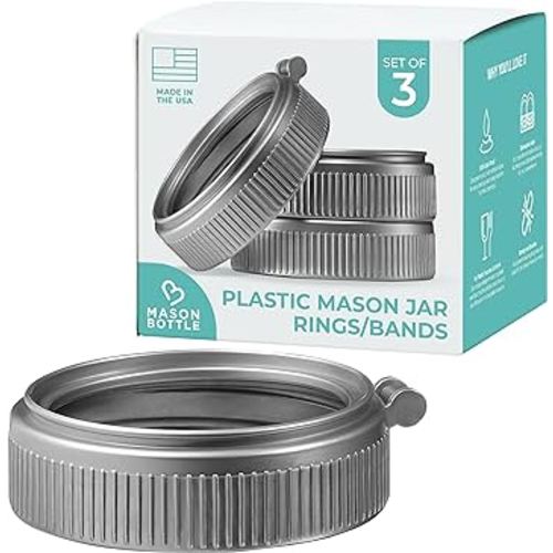Mason Bottle Plastic Mason Jar Rings (3-Pack) - Fits Any Regular Mouth Mason Bottle - Reusable, Non Toxic, BPA Free, Rust Proof Baby Bottle Jar Rings - Made in USA (Lid Covers & Jars NOT Included)