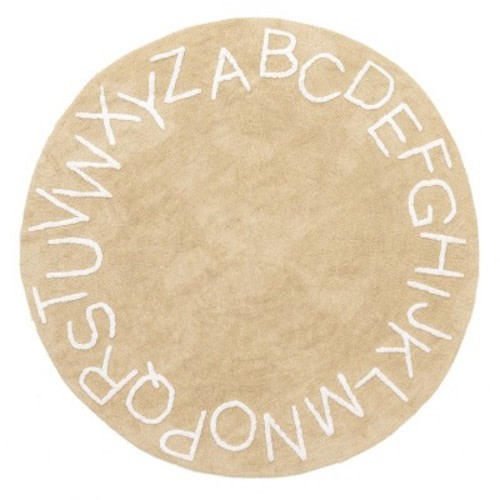 nuLOOM Kids Washable Round Alphabet Rug, Color: Beige, Size: round 4'