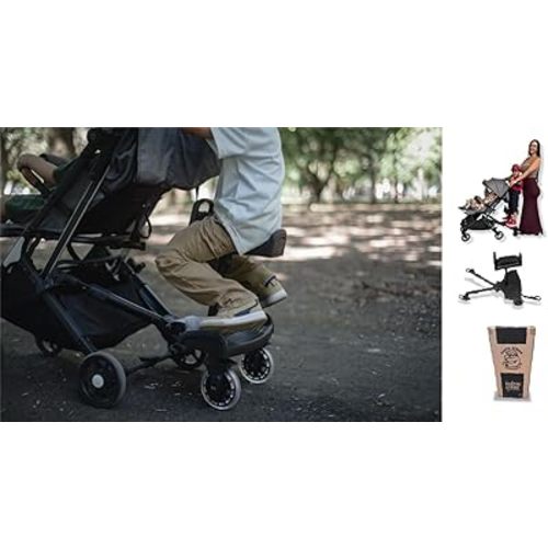 2025 New-Universal Stroller Board with Detachable Seat, 2in1 Sit and Stand Stroller Glider Board for Most Strollers, Holds Children Up to 45 LBs Stroller Standing Board (Black)