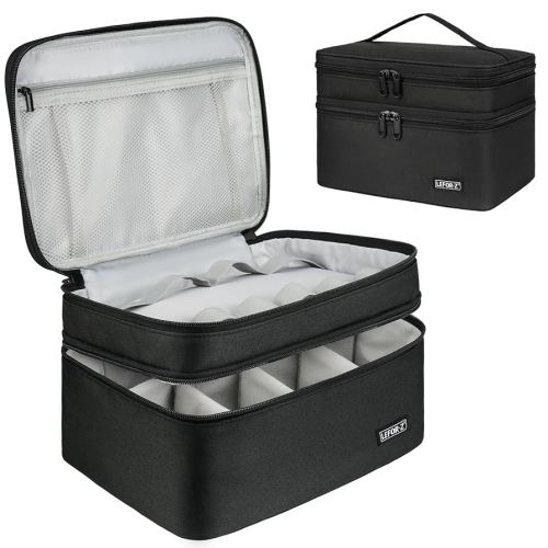 Medicine Storage Bag,Double Layers Pill Bottle Organizer Bag Empty with Lockable Zipper&Adjustable Divider,Medication Travel Carrying Bag for Pills,Vitamins,Medical Supplies