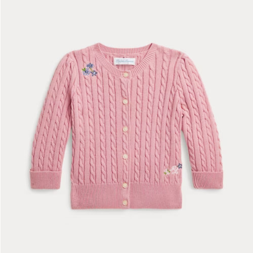 Floral Mini-Cable Cotton Cardigan | Ralph Lauren® Australia