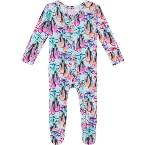 Irina Footie Ruffled Zippered One Piece, Blue - Posh Peanut Sleepwear | Maisonette