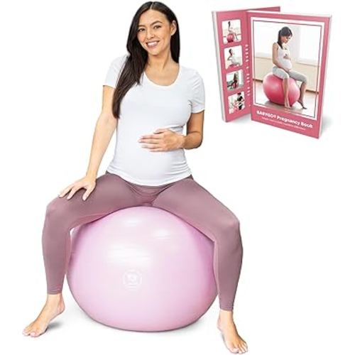 BABYGO® Birthing Ball for Pregnancy & Labor + Our Award Winning Book - Exercise, Birth & Recovery Plan, 5X Stronger Than a Yoga Ball with Eco Friendly Material