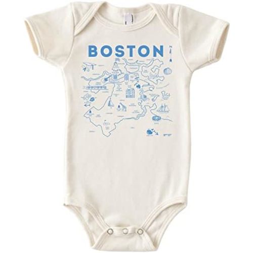MAPTOTE Map One Piece-Unisex Baby Organic Cotton Short Sleeve Bodysuits-Various Sizes 3-18 Months-City Specific-Made in USA