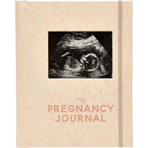 Pearhead Little Bundle of Joy Pregnancy Journal, Keepsake Pregnancy Memory Book with Sonogram Photo, First Through Third Trimester Pregnancy Milestone Tracker, Blush Leaf
