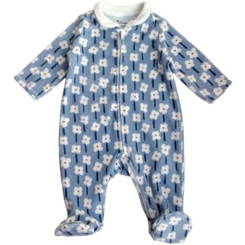 Baby Velvet Footed Romper with Zipper, Soft and Warm Long Sleeved Footie for 0-12 Months Infants