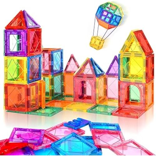Magnetic Tiles,Magnetic Building Blocks Starter Set Toys for Boys Girls Age 2-4 4-6 5-7 8-10 8-13 STEM Educational Learning Toys for 2 3 4 5 Year Old Toddler Kid Birthday Ideas