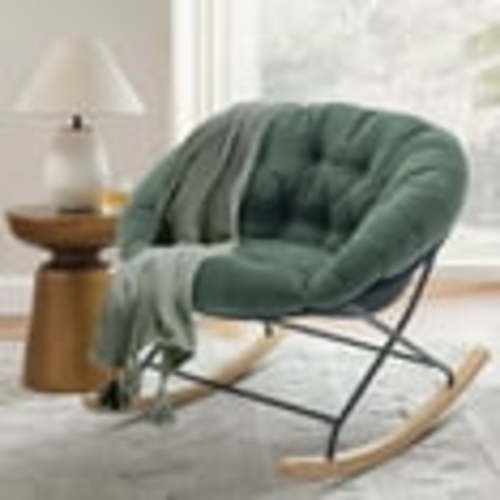 MALOL Adult Modern Round Papasan Rocking Chair,Indoor Lounge Chair Glider Rocke Lounge Chair