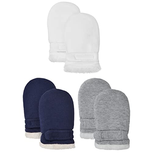 Baby Winter Mittens Newbron Adjustable Stay-On 0-12 Months Warm Gloves Sherpa Lined Fleece Infant Mittens Winter for Boy Girl