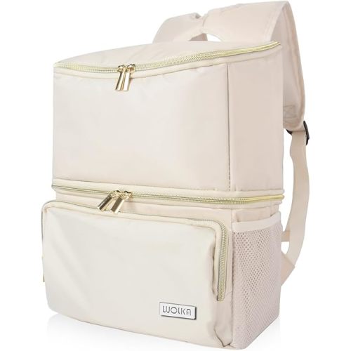 Wolka Breast Pump Bag with Dual Insulated Compartments & Removable Divider,Breast Milk Cooler Travel Bacpak with 50 cans Capacity,Fit Most Breast Pumps Like Medela, Spectra S1,S2, Evenflo