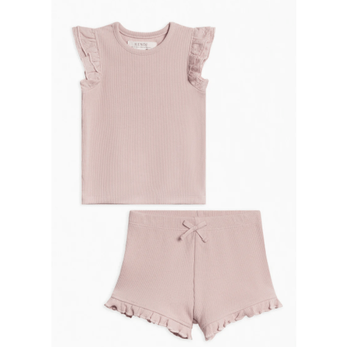 Organic 2 Piece Girls Ribbed Outfit Set