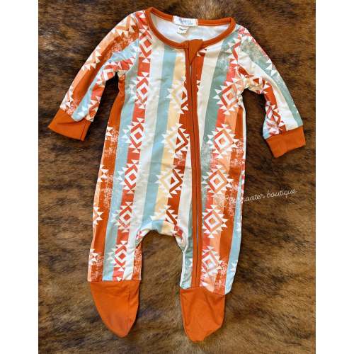 The boho baby Aztec footed baby sleeper