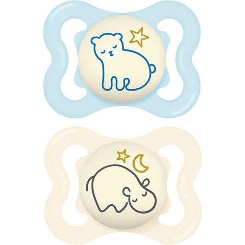 MAM Supreme Night Baby Pacifier, for Sensitive Skin, Patented Nipple, Boy, 0-6 Months (Pack of 2)