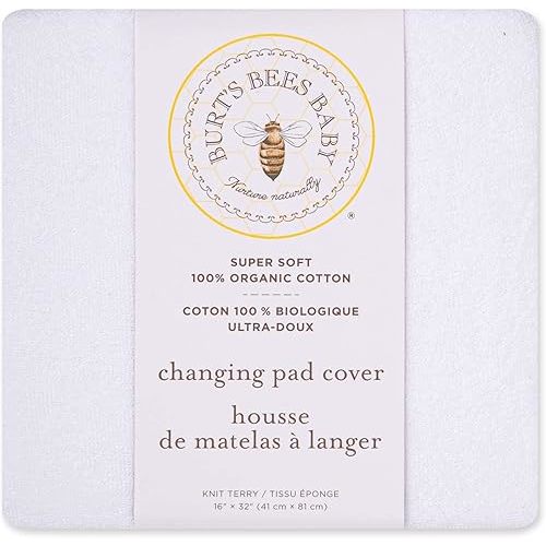 Burt's Bees Baby Unisex Baby Gift Set - Crib Sheet, Changing Pad Cover & Burp Cloths, 100% Organic Cotton Essentials Bundle