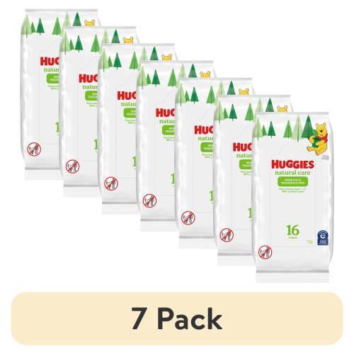 (7 pack) Huggies Natural Care Sensitive Baby Wipes, Unscented, 1 Soft Pack (16 Wipes Total) (Select for More)