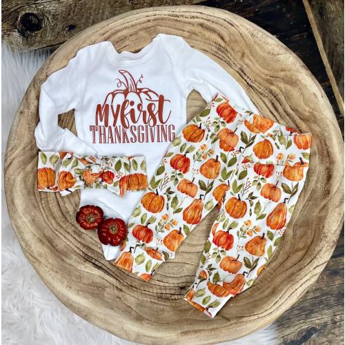 Baby Girl Fall Clothing/pumpkin leggings/newborn girl/fall baby clothing/baby pumpkin outfit/First thanksgiving/Thanksgiving outfit