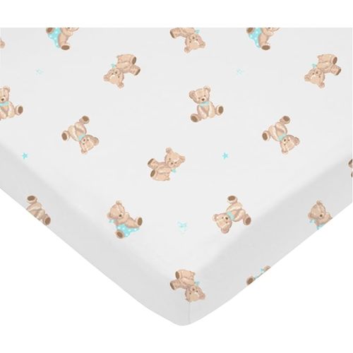 American Baby Company 100% Natural Cotton Fitted Mini Crib Sheet 38" x 24" - Soft & Breathable Small Nesting Portable Crib Sheet, Fits Pack N Play Mattresses, Bear, for Boys & Girls