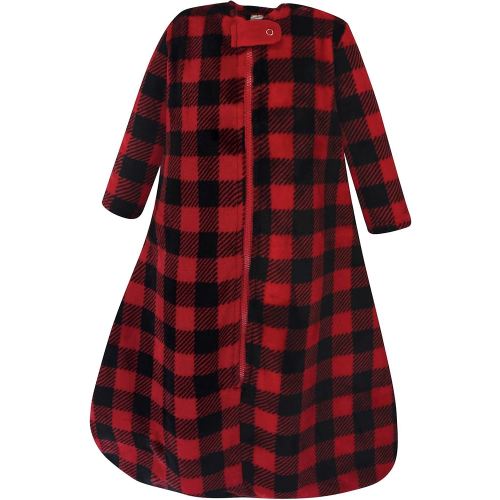 Hudson Baby Unisex Baby Plush Sleeping Bag, Sack, Blanket, Buffalo Plaid Long-Sleeve, 6-12 Months