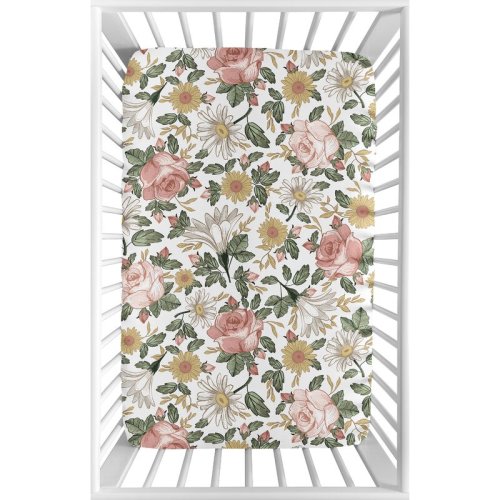 Sweet Jojo Designs Vintage Floral Mini Fitted Crib Sheet & Reviews | Wayfair