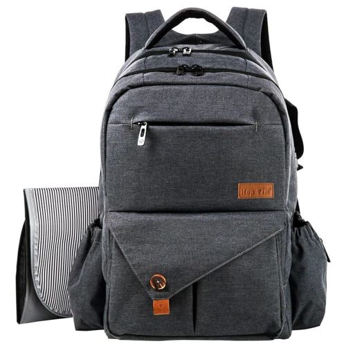 Hap Tim Multi-function Large Baby Diaper Bag Backpack with Stroller Straps, Insulated Bottle Pockets, Changing Pad (Dark Gray-5284)