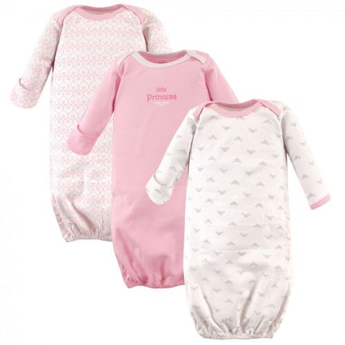 Luvable Friends Infant Cotton Gowns Set, Multipack Tiara Design, 0-6 Months for Baby Girl