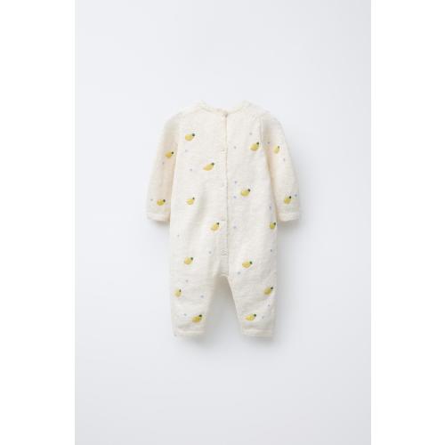 EMBROIDERED LEMON KNIT JUMPSUIT - Ecru | ZARA United States