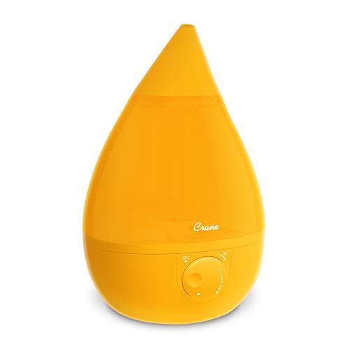 Crane Ultrasonic Cool Mist Humidifier for Bedroom, Baby Nursery, Kids Room, Plants, or Office, Large 1 Gallon Tank, Filter Optional, Orange