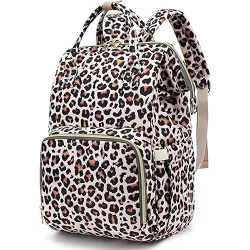 Leopard Baby Diaper Bag Backpack for Girls Boys, Waterproof Large Maternity Nappy Bags for Mom