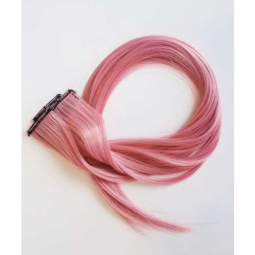 Pastel dusty rose pink hair extension clip in