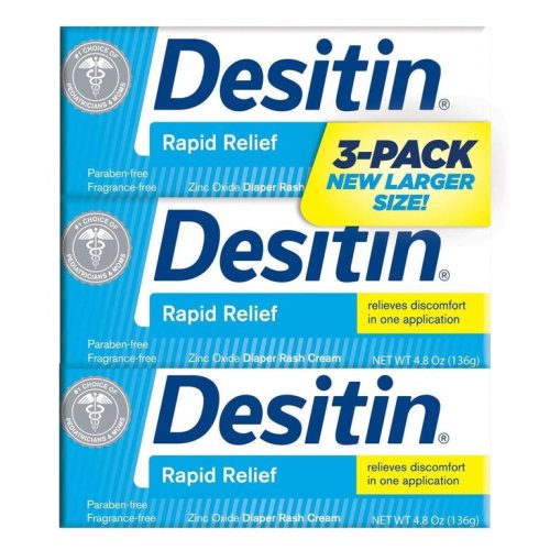 Desitin Rapid Relief Diaper Rash Cream, 4.8 Ounce, (Pack of 3) - Desitin Rapid Relief Diaper Rash Cream, 4.8 Ounce, (Pack of 3)