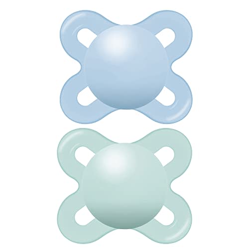 MAM Original Start Matte Newborn Baby Pacifier, Best Pacifier for Breastfed Babies, Sterilizer Case, Boy, 0-3 (Pack of 2)