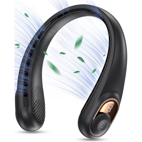KIDEE Neck Fan, Portable Bladeless Neck Fans, Upgrade 360° Airflow, Super Quiet, 3 Speeds, 4000mAh Personal Wearable Neck Fan, Upgraded Cooling Air Volume USB Rechargeable Hands Free Fan